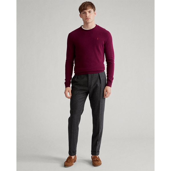Classic Burgundy Heather Merino Wool Crewneck Jumper Big & Tall 3