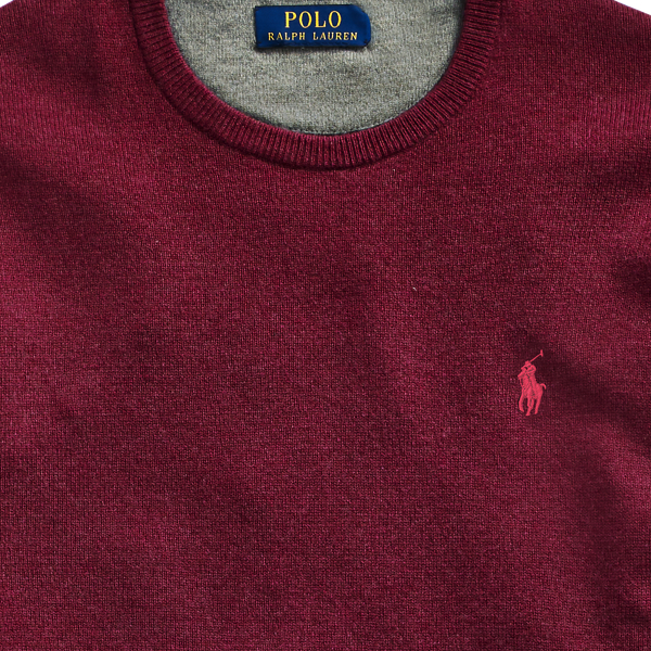 Classic Burgundy Heather Merino Wool Crewneck Jumper Big & Tall 6