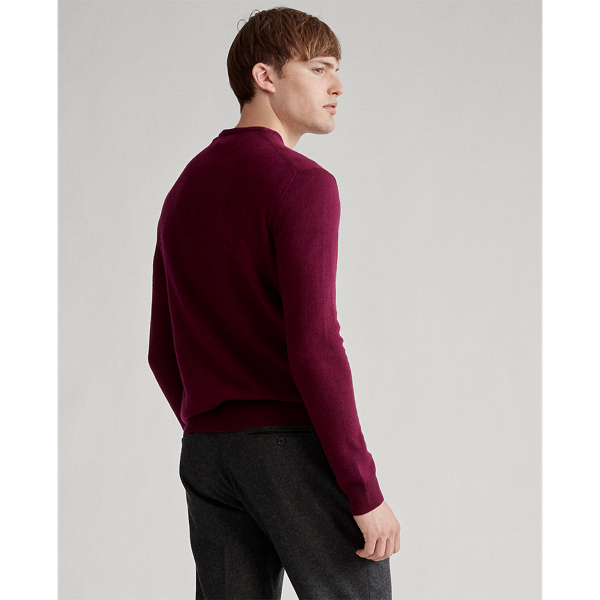 Classic Burgundy Heather Merino Wool Crewneck Jumper Big & Tall 4