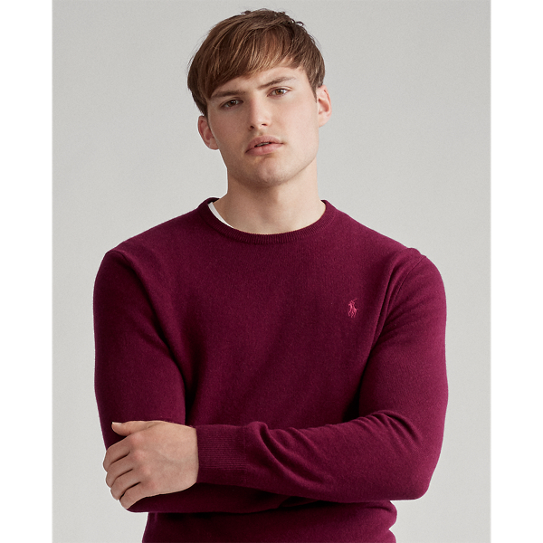 Classic Burgundy Heather Merino Wool Crewneck Jumper Big & Tall 5