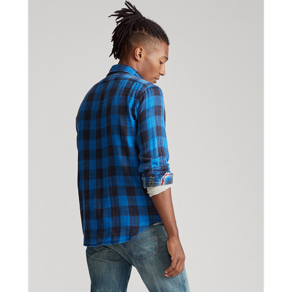 Royal/ Black Custom Fit Plaid Twill Shirt Polo Ralph Lauren 5