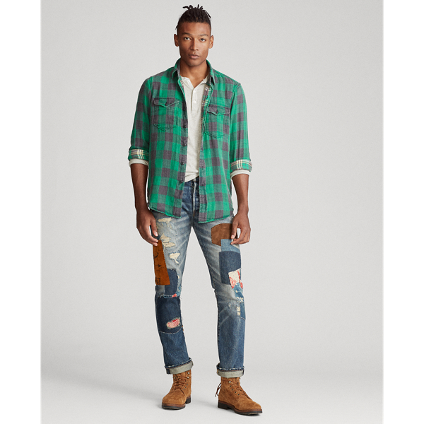Emerald/Black Custom Fit Plaid Twill Shirt Polo Ralph Lauren 3