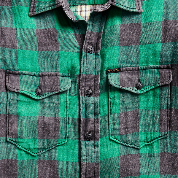 Emerald/Black Custom Fit Plaid Twill Shirt Polo Ralph Lauren 7