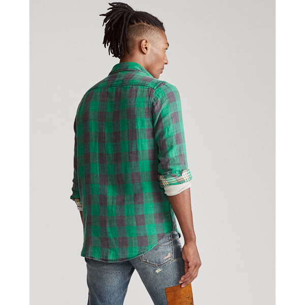 Emerald/Black Custom Fit Plaid Twill Shirt Polo Ralph Lauren 5