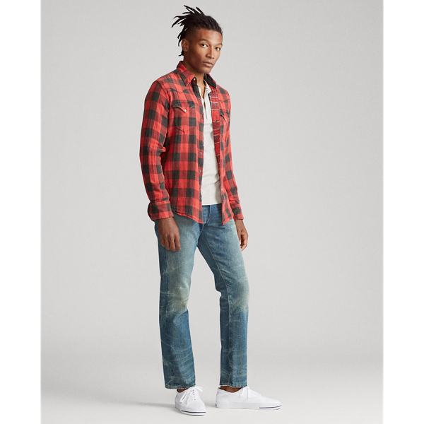 Red/Black Custom Fit Plaid Twill Shirt Polo Ralph Lauren 3