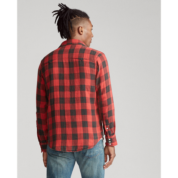 Red/Black Custom Fit Plaid Twill Shirt Polo Ralph Lauren 5