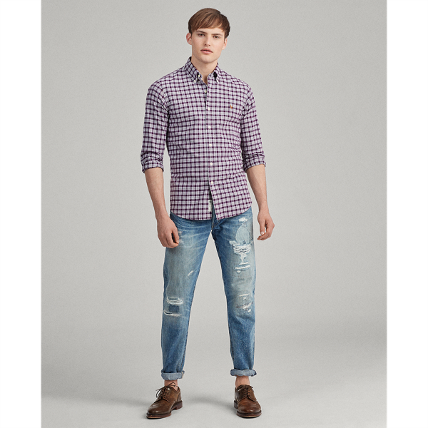 Plum/White Classic Fit Plaid Oxford Shirt Big & Tall 3