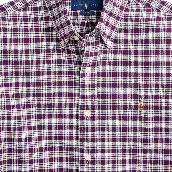 Plum/White Classic Fit Plaid Oxford Shirt Big & Tall 6