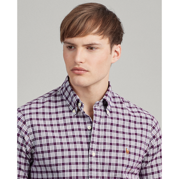 Plum/White Classic Fit Plaid Oxford Shirt Big & Tall 5