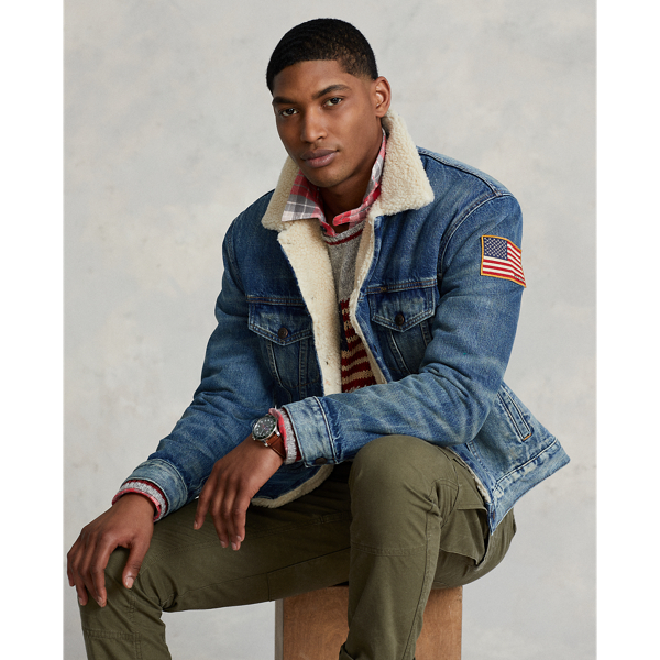 Polo ralph lauren fleece lined denim jacket on sale