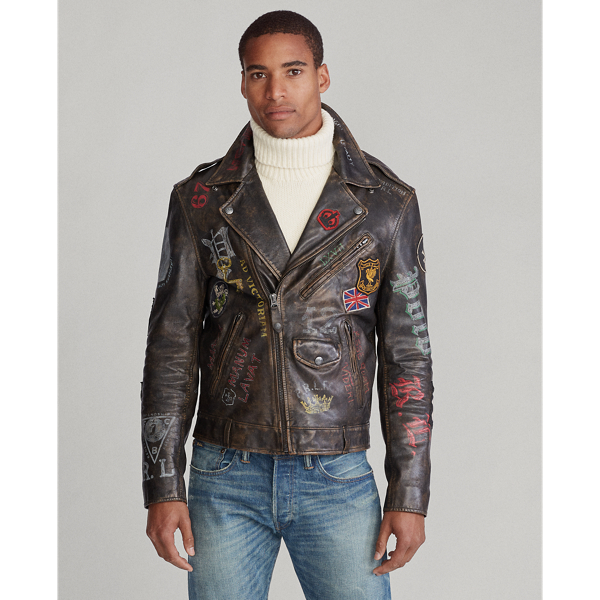 Leather Graphic Biker Jacket