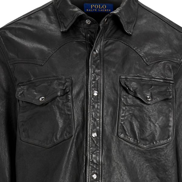 Washed Leather Western Shirt Jacket for Men | Ralph Lauren® PA