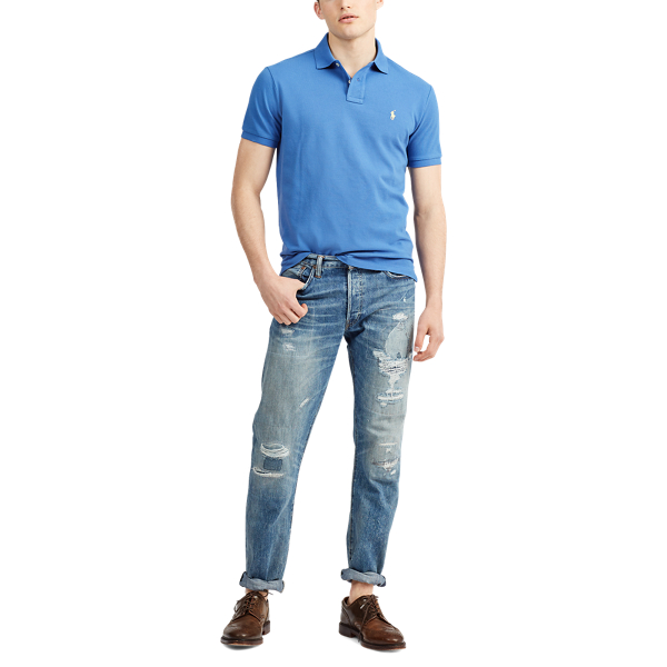 Blue Classic Fit Mesh Polo Shirt Big & Tall 1