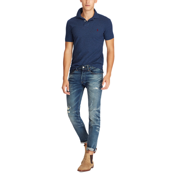 Polo coupe classique en coton piqu&eacute; Big & Tall en Bleu Monroe chin&eacute; 2
