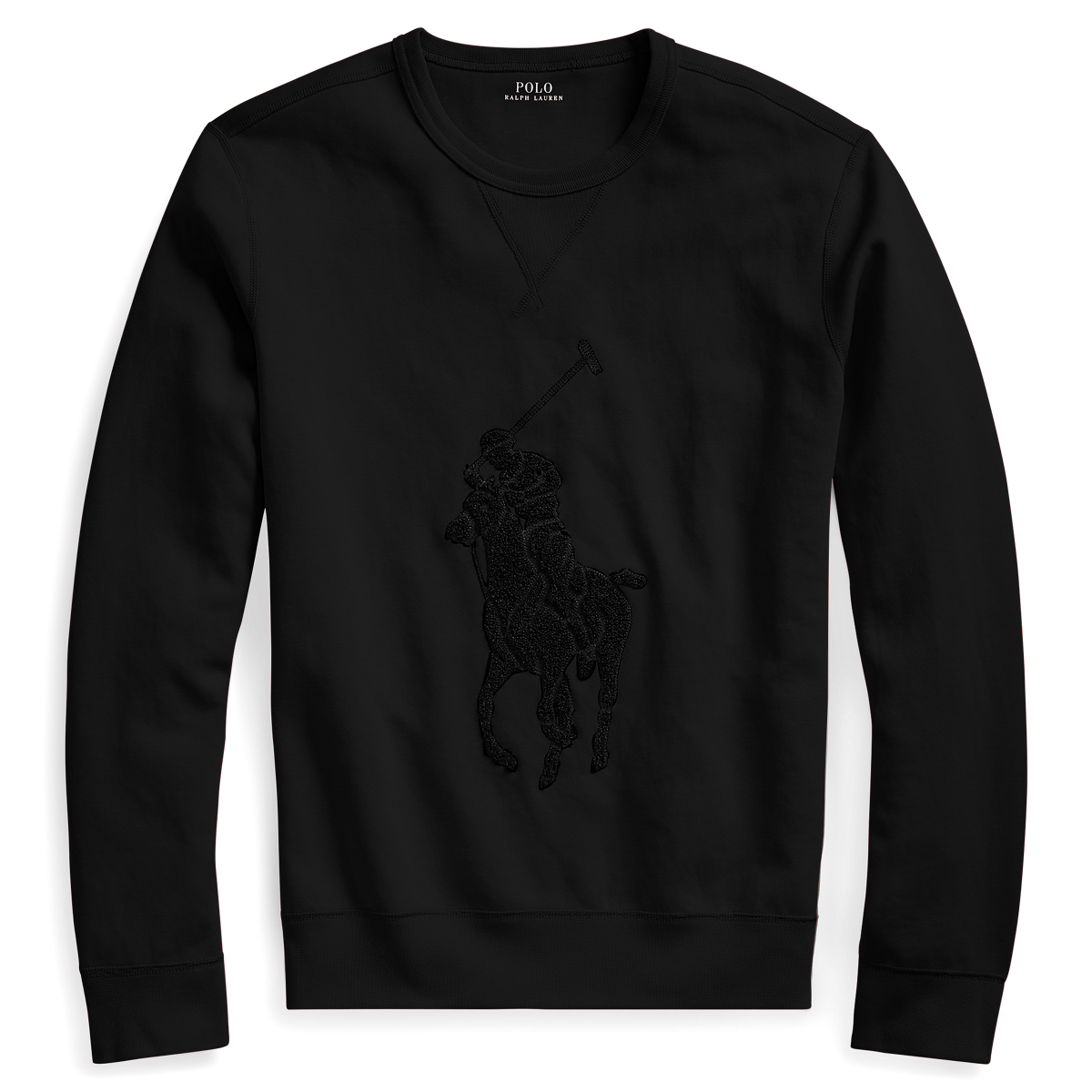 POLO deals RALPH LAUREN BLACK SIGNATURE BIG PONY DOUBLE KNIT SWEATSHIRT.