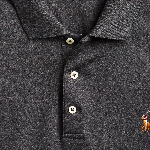 Dark Grey Heather Classic Fit Soft Cotton Polo Shirt Polo Ralph Lauren 8