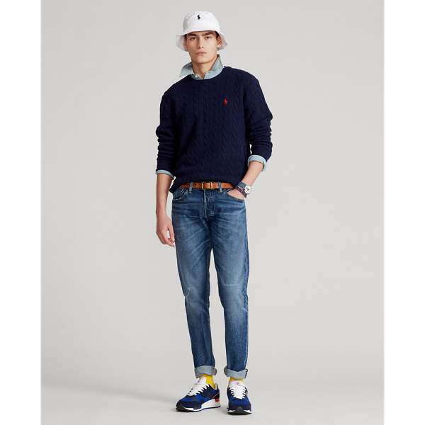 Hunter Navy Cable-Knit Wool-Cashmere Sweater Polo Ralph Lauren 4