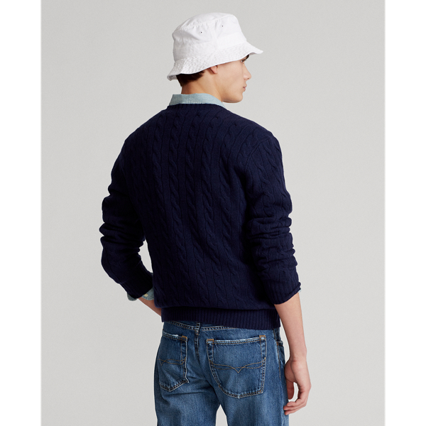 Hunter Navy Cable-Knit Wool-Cashmere Sweater Polo Ralph Lauren 5