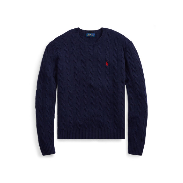 Hunter Navy Cable-Knit Wool-Cashmere Sweater Polo Ralph Lauren 2