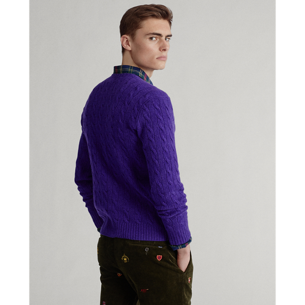 Kaschmirpullover mit Zopfmuster Polo Ralph Lauren in Violett meliert 4