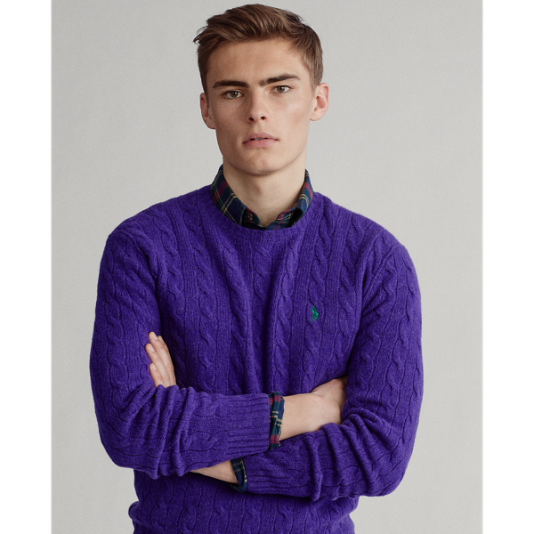 Kaschmirpullover mit Zopfmuster Polo Ralph Lauren in Violett meliert 5
