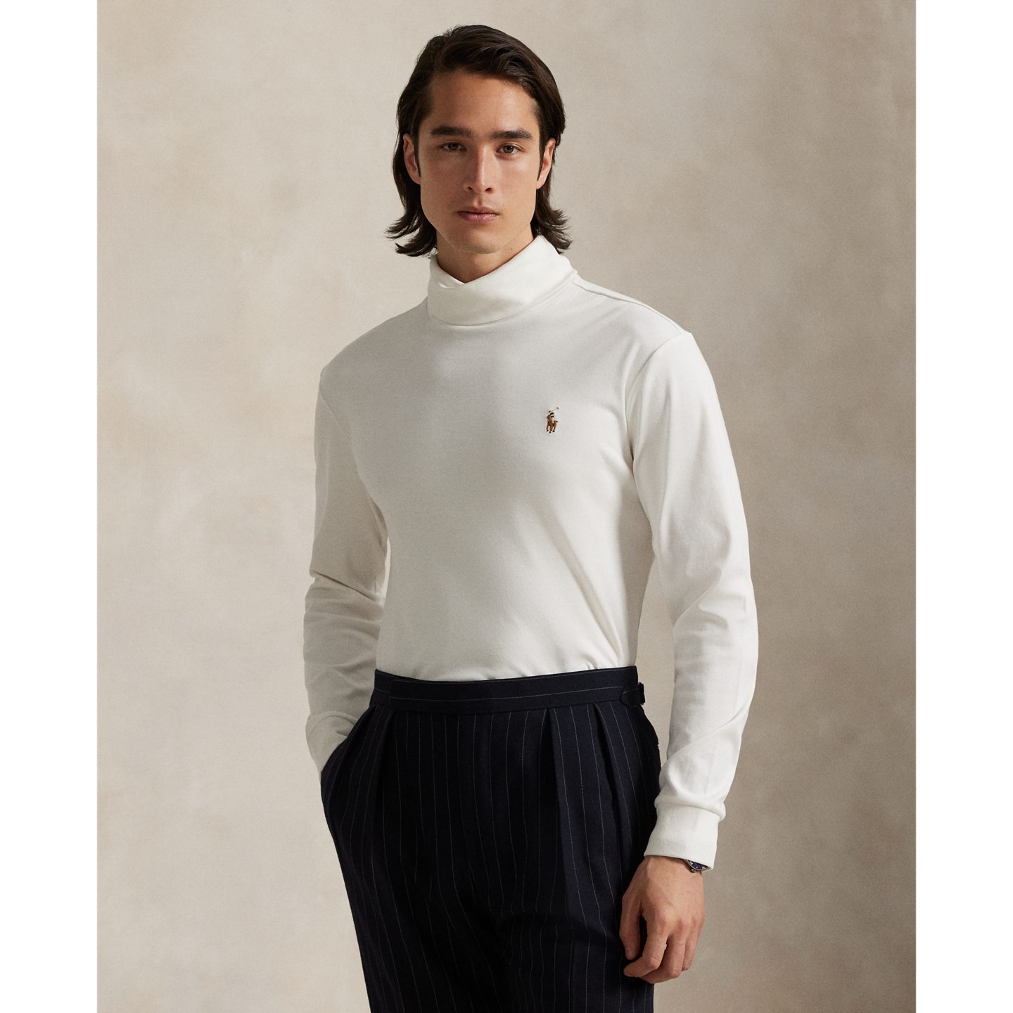 Мужские футболки Ralph Lauren Soft Cotton Turtleneck, цвет: Nevis — фото 5
