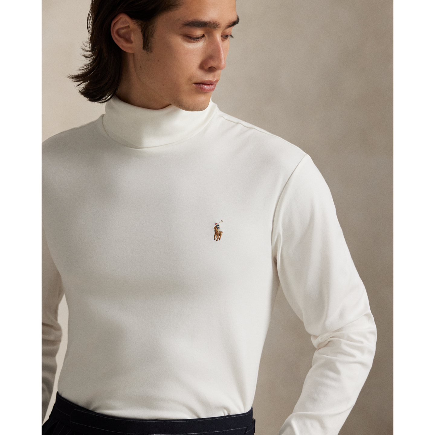 Мужские футболки Ralph Lauren Soft Cotton Turtleneck, цвет: Nevis — фото 3