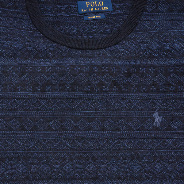 Navy Two Tone Fair Isle Wool Jumper Polo Ralph Lauren 7