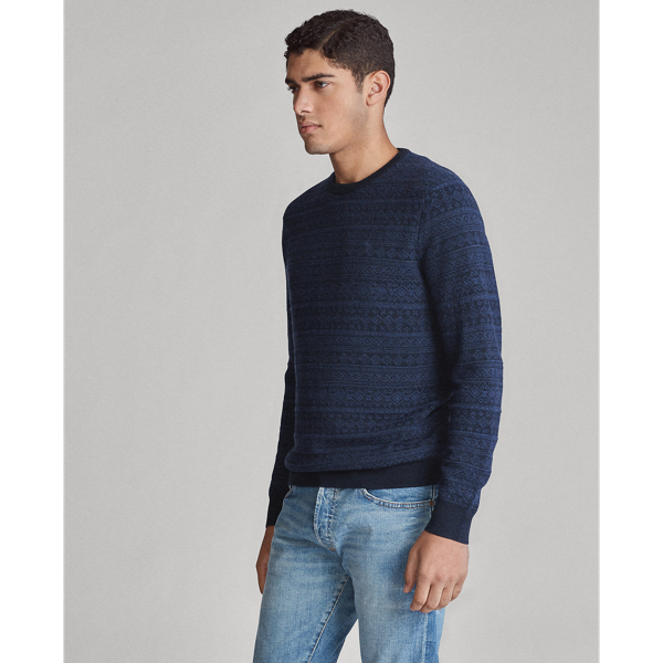 Navy Two Tone Fair Isle Wool Jumper Polo Ralph Lauren 4
