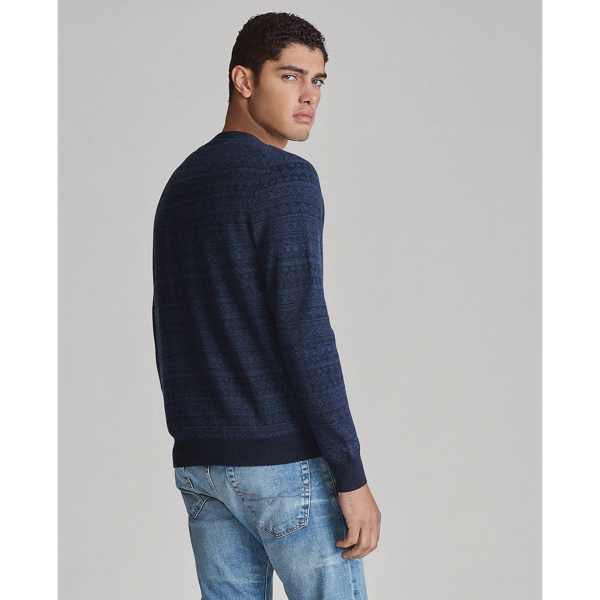 Navy Two Tone Fair Isle Wool Jumper Polo Ralph Lauren 5