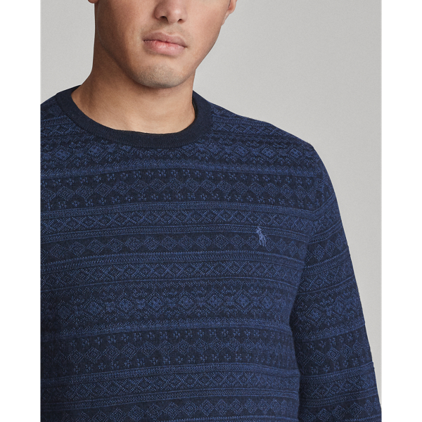 Navy Two Tone Fair Isle Wool Jumper Polo Ralph Lauren 6