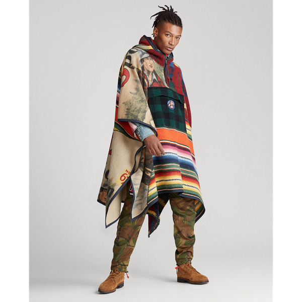 Patchwork Hooded Poncho for Men Ralph Lauren PA