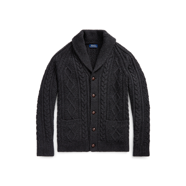 Aran-Knit Wool-Cashmere Cardigan