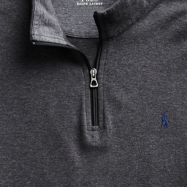 Grey Heather Luxury Jersey Quarter-Zip Pullover Polo Ralph Lauren for fall 6