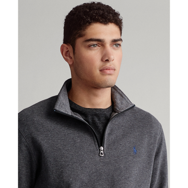 Grey Heather Luxury Jersey Quarter-Zip Pullover Polo Ralph Lauren for fall 5