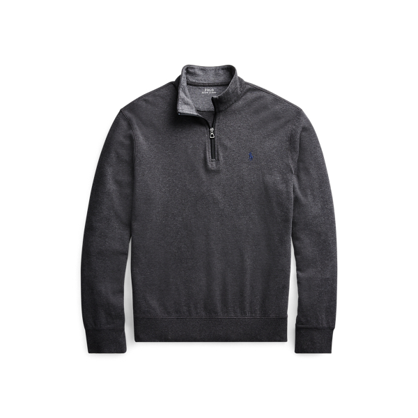 Grey Heather Luxury Jersey Quarter-Zip Pullover Polo Ralph Lauren for fall 2