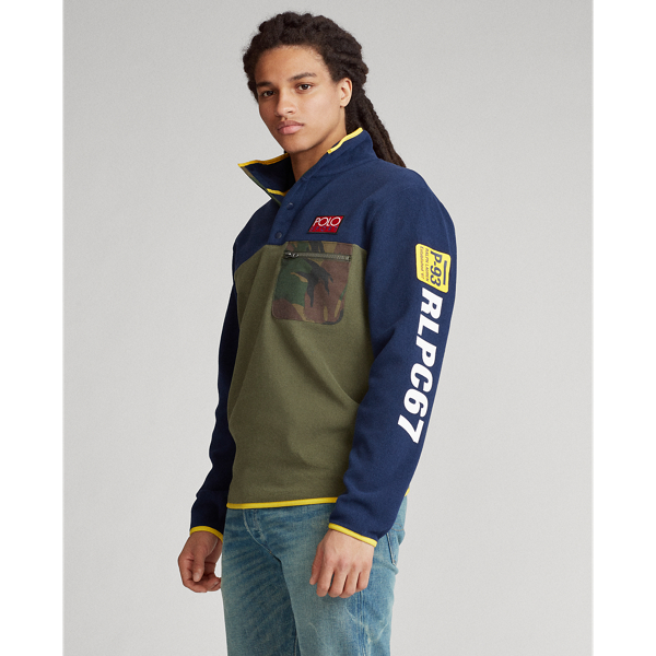 Cruise Navy/Olive Fleece Mockneck Pullover Polo Ralph Lauren 4