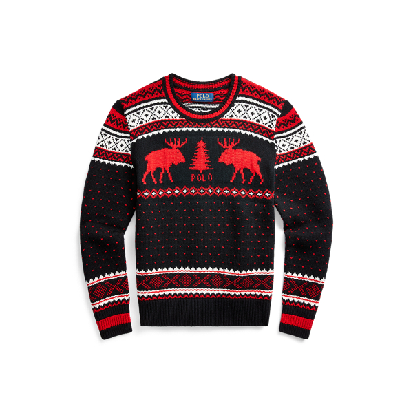 Pull renne en laine m&eacute;lang&eacute;e