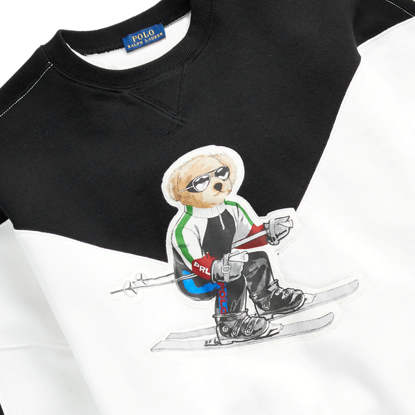 Sudadera de felpa con cuello redondo y Polo Bear Polo Ralph Lauren en Negro/blanco multi 7