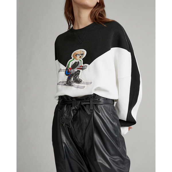 Sudadera de felpa con cuello redondo y Polo Bear Polo Ralph Lauren en Negro/blanco multi 6