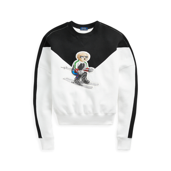 Sudadera de felpa con cuello redondo y Polo Bear Polo Ralph Lauren en Negro/blanco multi 2