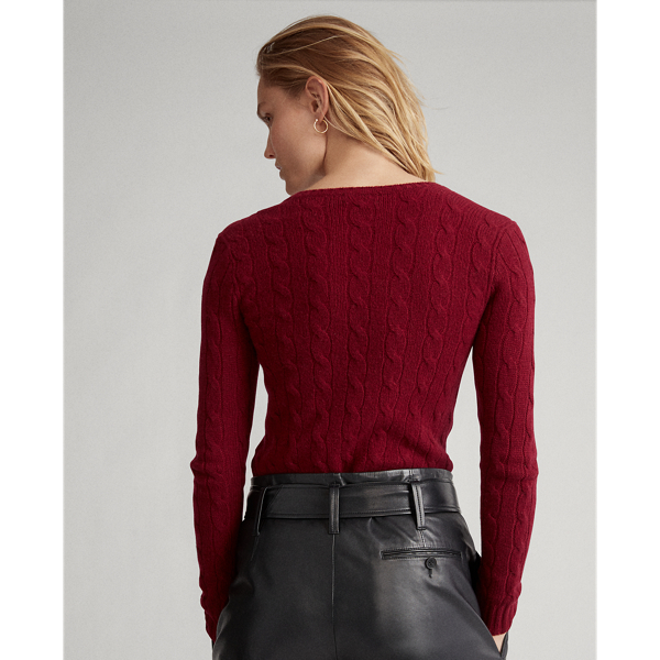 Burgundy Cable Wool-Cashmere Jumper Polo Ralph Lauren 4