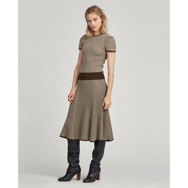 Herringbone Ribbed Wool Skirt