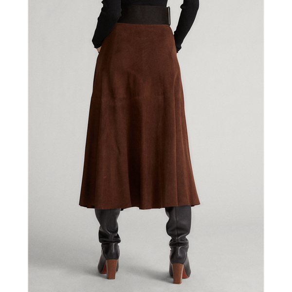 Burnt Umber Suede Midi Skirt Polo Ralph Lauren 5