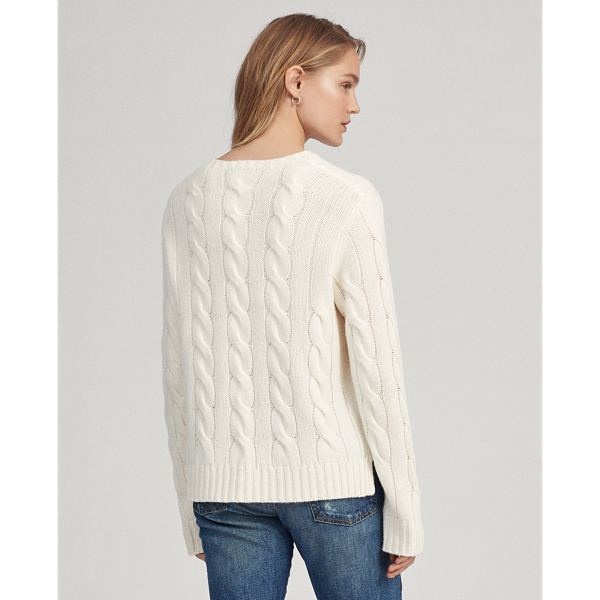 Lauren Ralph Lauren Sweater Cream Cable Knit Relaxed Fit cheapest Long Sleeve Pullover