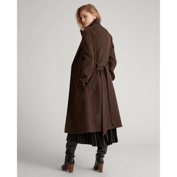 Dark Heather Brown Wool-Blend Wrap Coat Polo Ralph Lauren 5