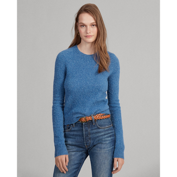 Gentian Blue Heather Wool Long-Sleeve Sweater Polo Ralph Lauren 1