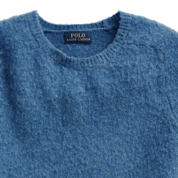 Gentian Blue Heather Wool Long-Sleeve Sweater Polo Ralph Lauren 6