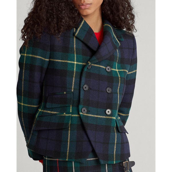 Gordon Plaid Tartan Wool-Blend Blazer Polo Ralph Lauren 5