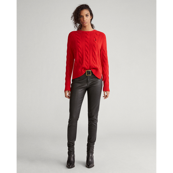 Cable-Knit Wool-Blend Sweater Polo Ralph Lauren in Fall Red 3